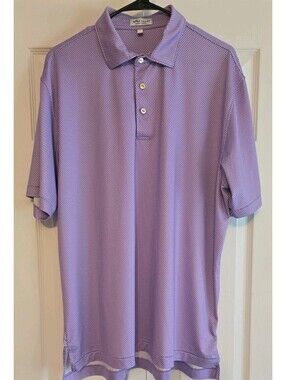 Peter Millar Summer Comfort Short Sleeve Polo Purple Rain Drops Sz L Golf Mens